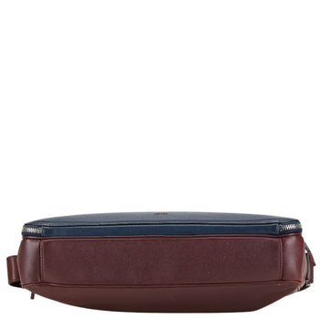 Christian Dior Dior Cd Logo Shoulder Bag Navy Wine Red Leather