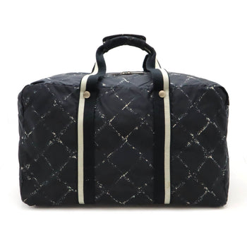 Chanel Chanel Old Travel Line Boston Bag Nylon Black Red