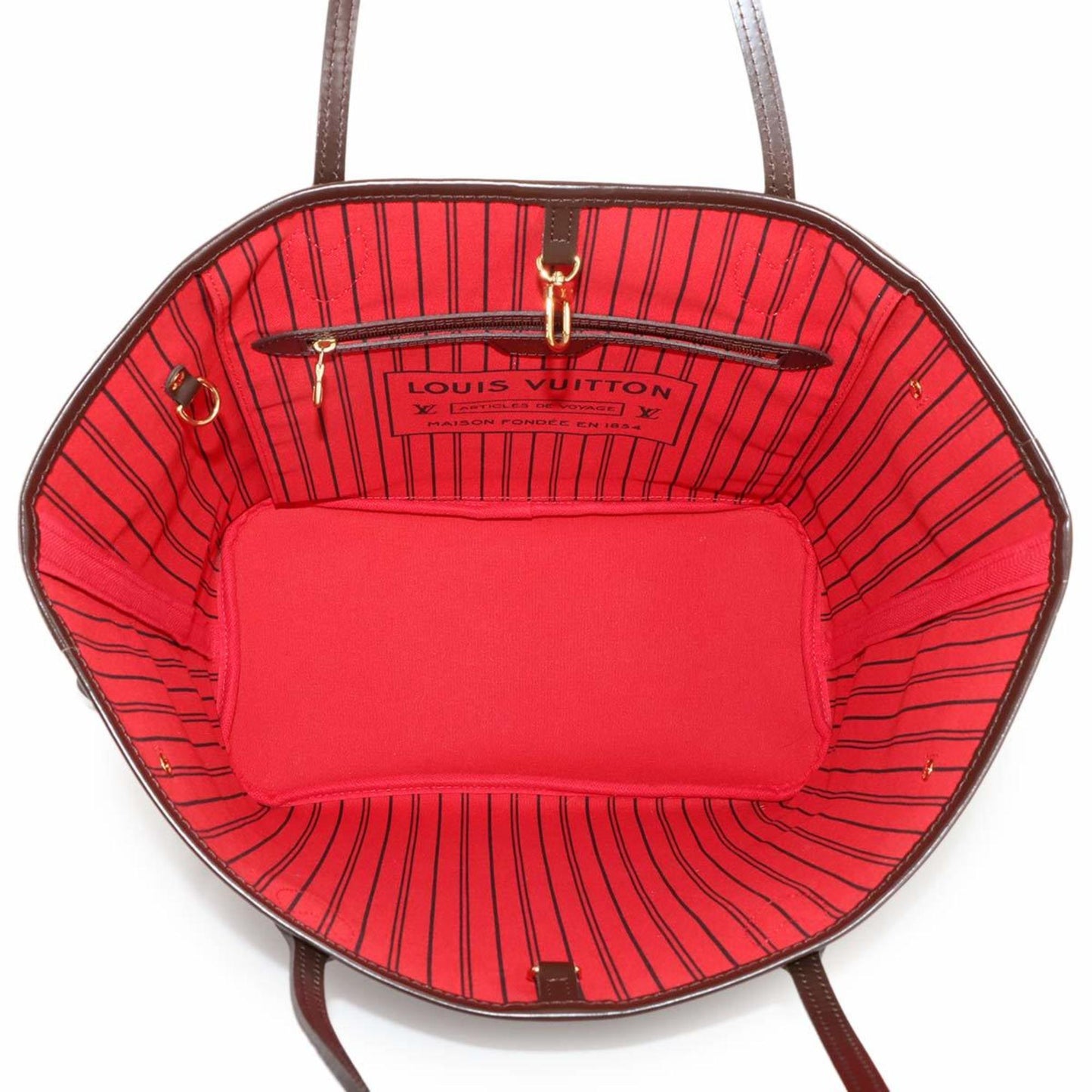 Louis Vuitton Damier Neverfull Mm Ebene Cerise N41358 Brown Gold Hardware