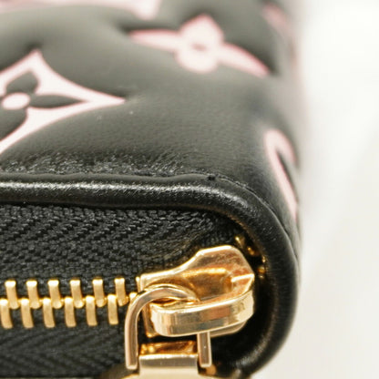 Louis Vuitton Monogram Embossed Zippy Wallet M12152 Black/Pink