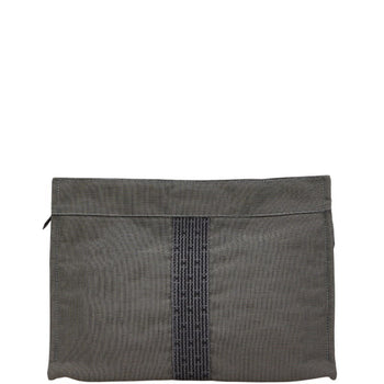 Herms Air Line Second Pouch Mm Gray Black Canvas