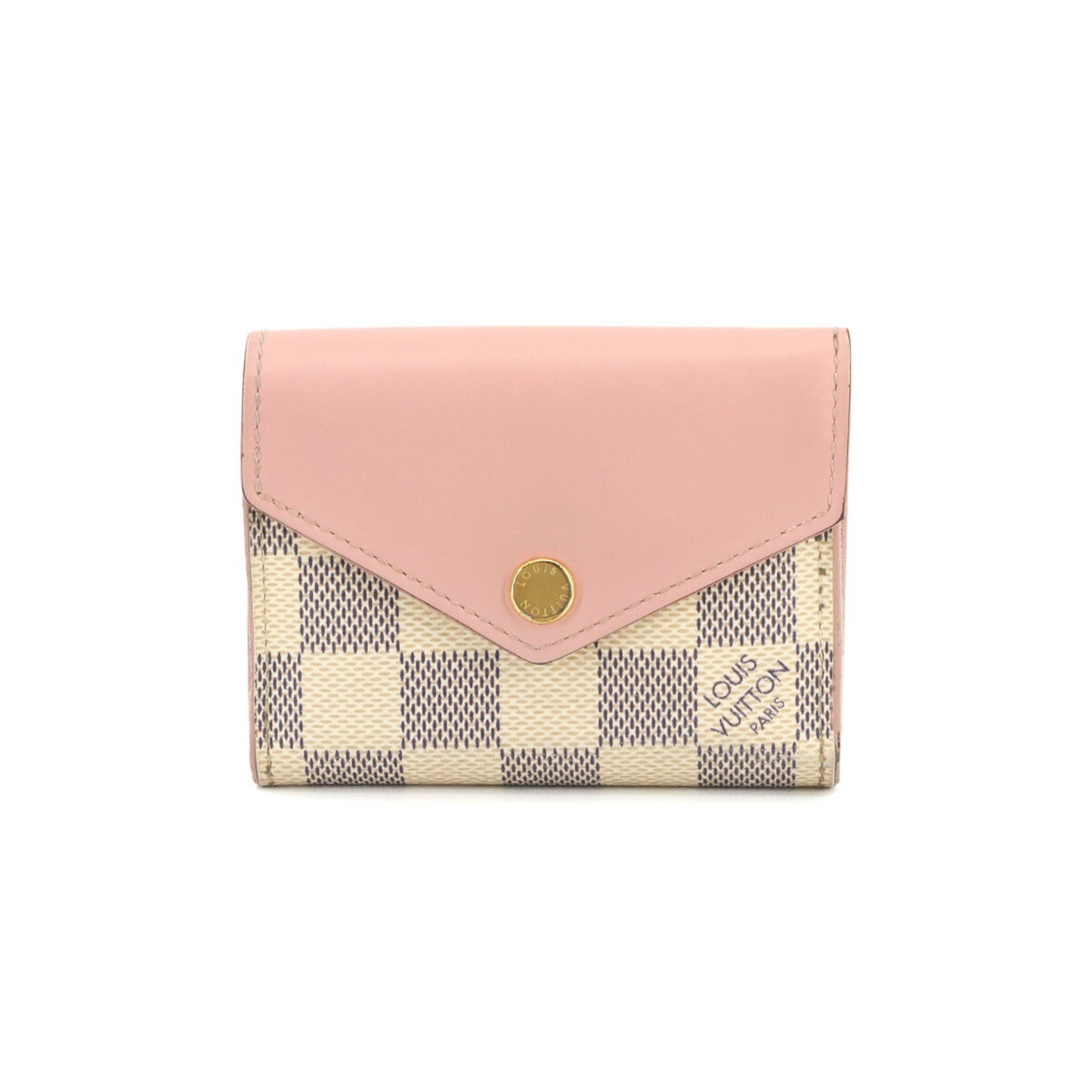Louis Vuitton Damier Azur Portefeuille Zoe Tri-Fold Wallet In Rose Ballerine