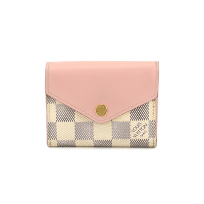 Louis Vuitton Damier Azur Portefeuille Zoe Tri-Fold Wallet In Rose Ballerine