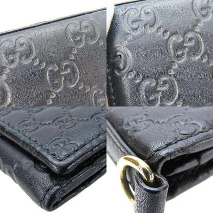 Gucci Business Card Holder/Card Case 323401 Shimmer Leather Black Holder Accessories