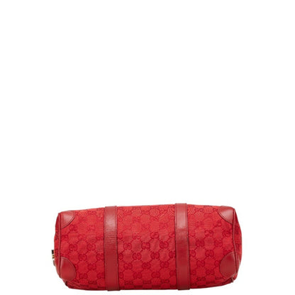Gucci Gg Canvas Mini Boston Bag Handbag 000 0851 Red Leather