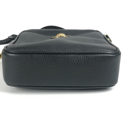 Versace Medusa Logo Pochette Shoulder Bag In Black Leather