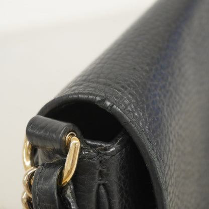 Gucci Soho Interlocking G Shoulder Bag 5363224 Leather Black Champagne