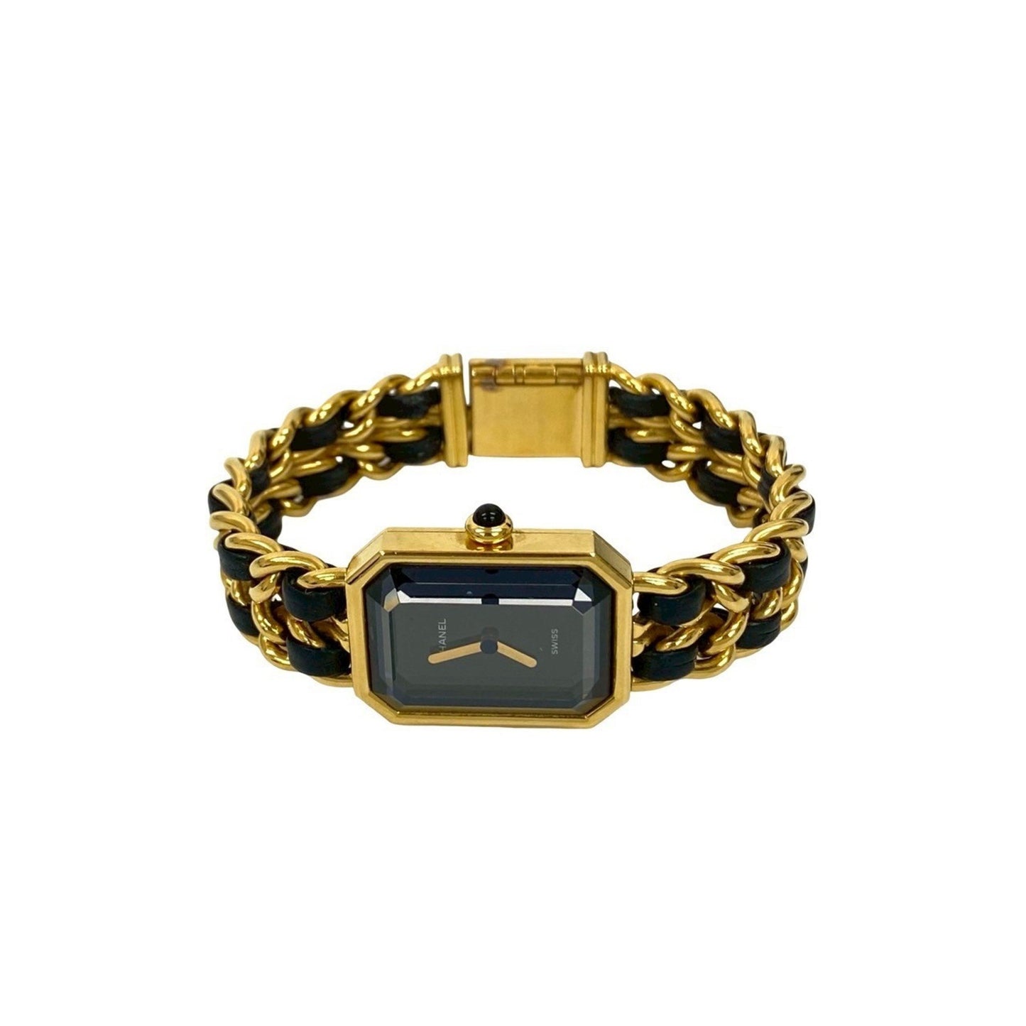 Chanel Premiere M-Size Quartz Stainless Steel Leather Wristwatch In Gold