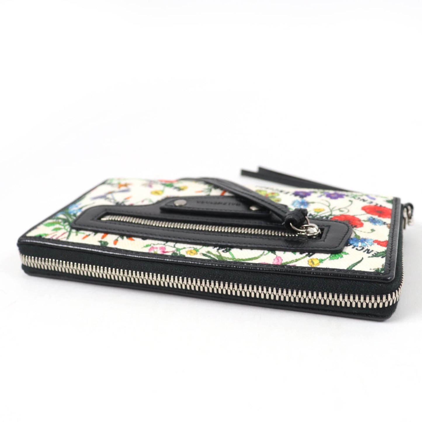 Gucci X Balenciaga 681710 Floral Round Zip Leather Long Wallet In Multicolor