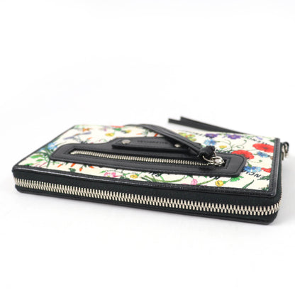 Gucci X Balenciaga 681710 Floral Round Zip Leather Long Wallet In Multicolor