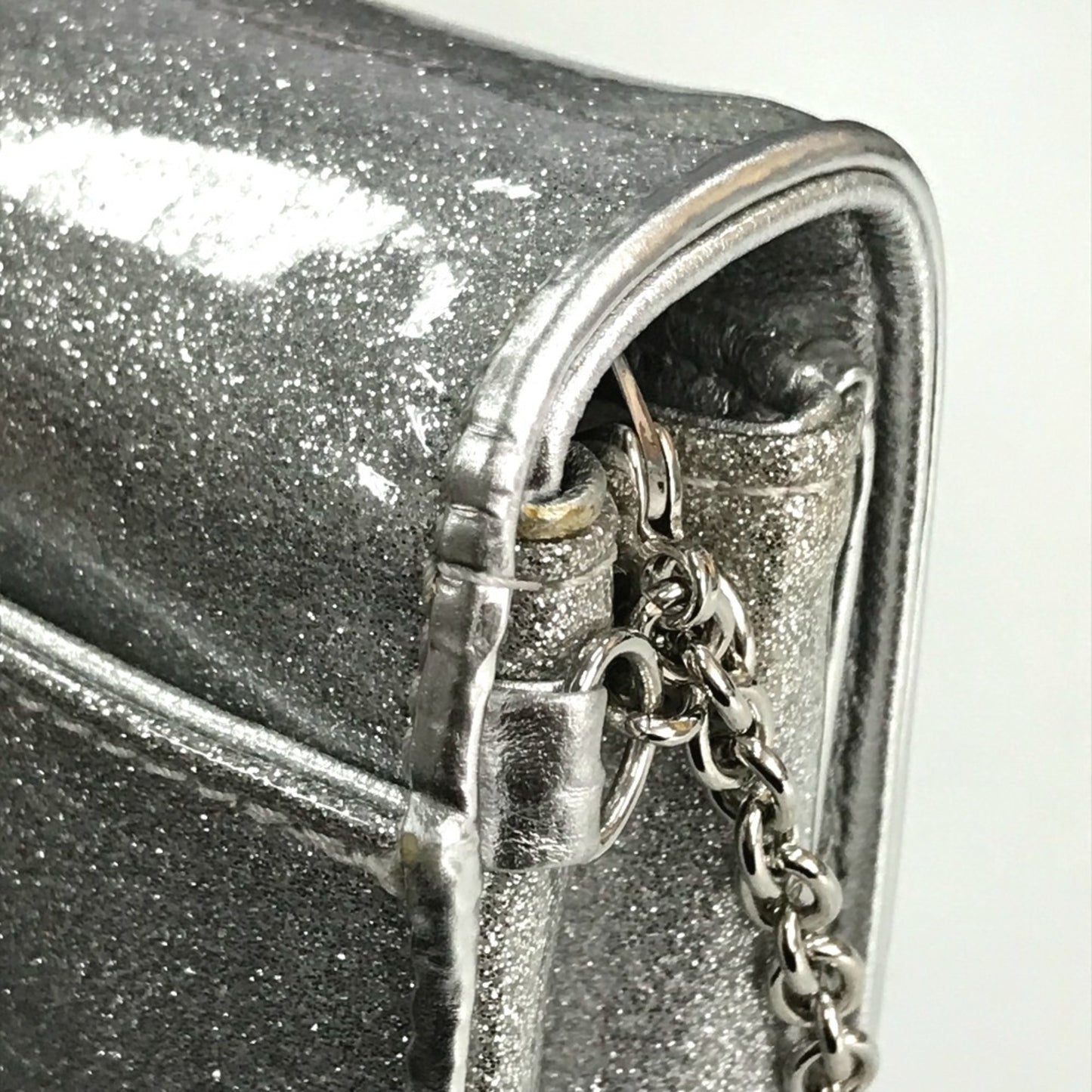 Christian Louboutin 1145132 Glitter 2Way Chain Shoulder Bag Clutch Bag Silver Silverhardware