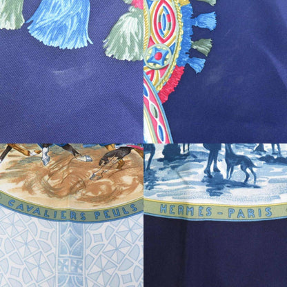 Hermes Hermes Scarf Carre 90 Silk Navy Multicolor