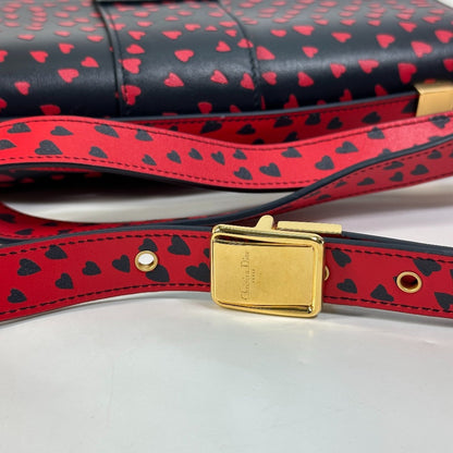 Christian Christian Dior Heart Logo Crossbody Shoulder Bag Black Red