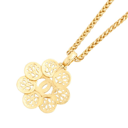 Chanel Coco Mark Flower Motif Metal Necklace 95A Chanel