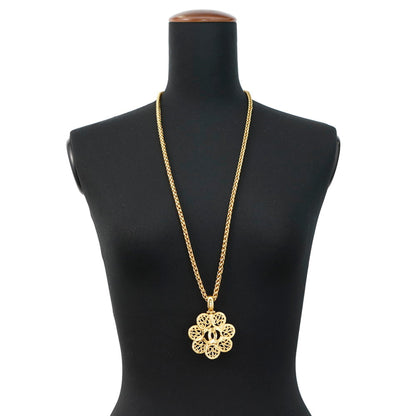 Chanel Coco Mark Flower Motif Metal Necklace 95A Chanel