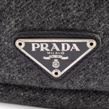 Prada Wool Shoulder Bag V314 Gray