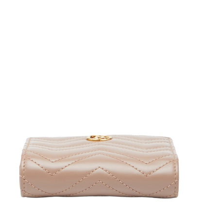 Gucci Gg Marmont Double G Bifold Compact Wallet 773427 Pink Beige Leather
