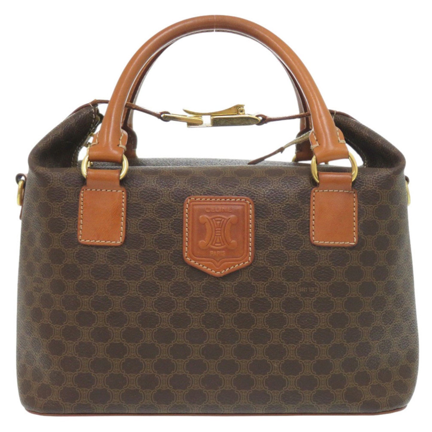 Celine 2-Way Macadam Mc98/2 Pvc/Leather Brown Handbag 0688 Celine