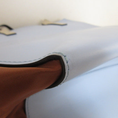 Marni Gusset Leather Drawstring Tote Bag One Shoulder Light Blue X Brown