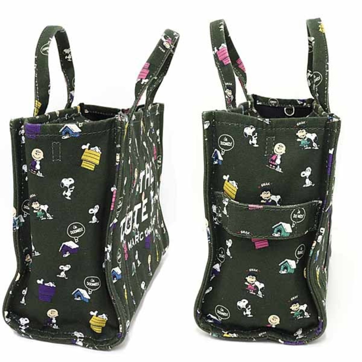 Marc Jacobs X Peanuts Collaboration: The Tote Canvas Tote Bag In Khaki Green.