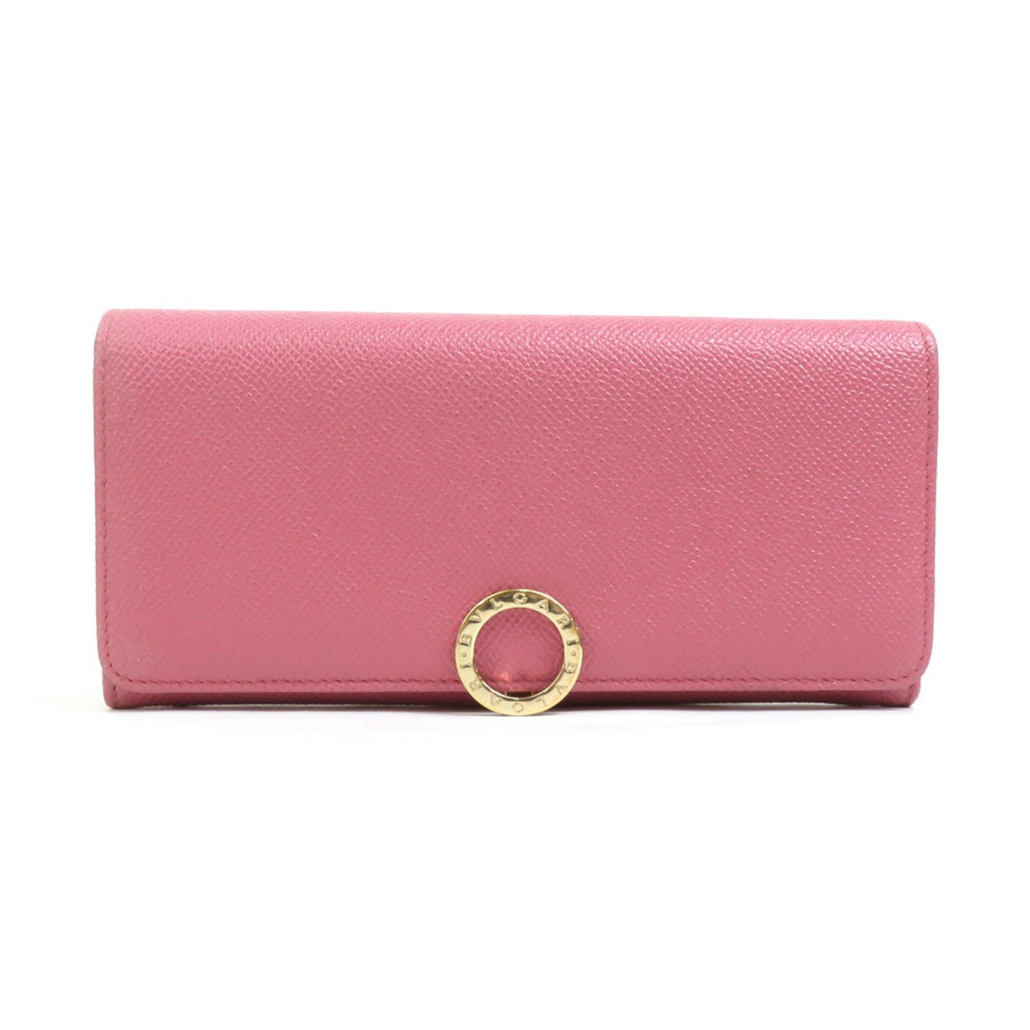 Bvlgari Bi-Fold Long Wallet Leather Pink