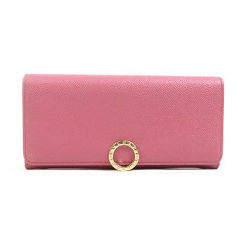 Bvlgari Bi-Fold Long Wallet Leather Pink