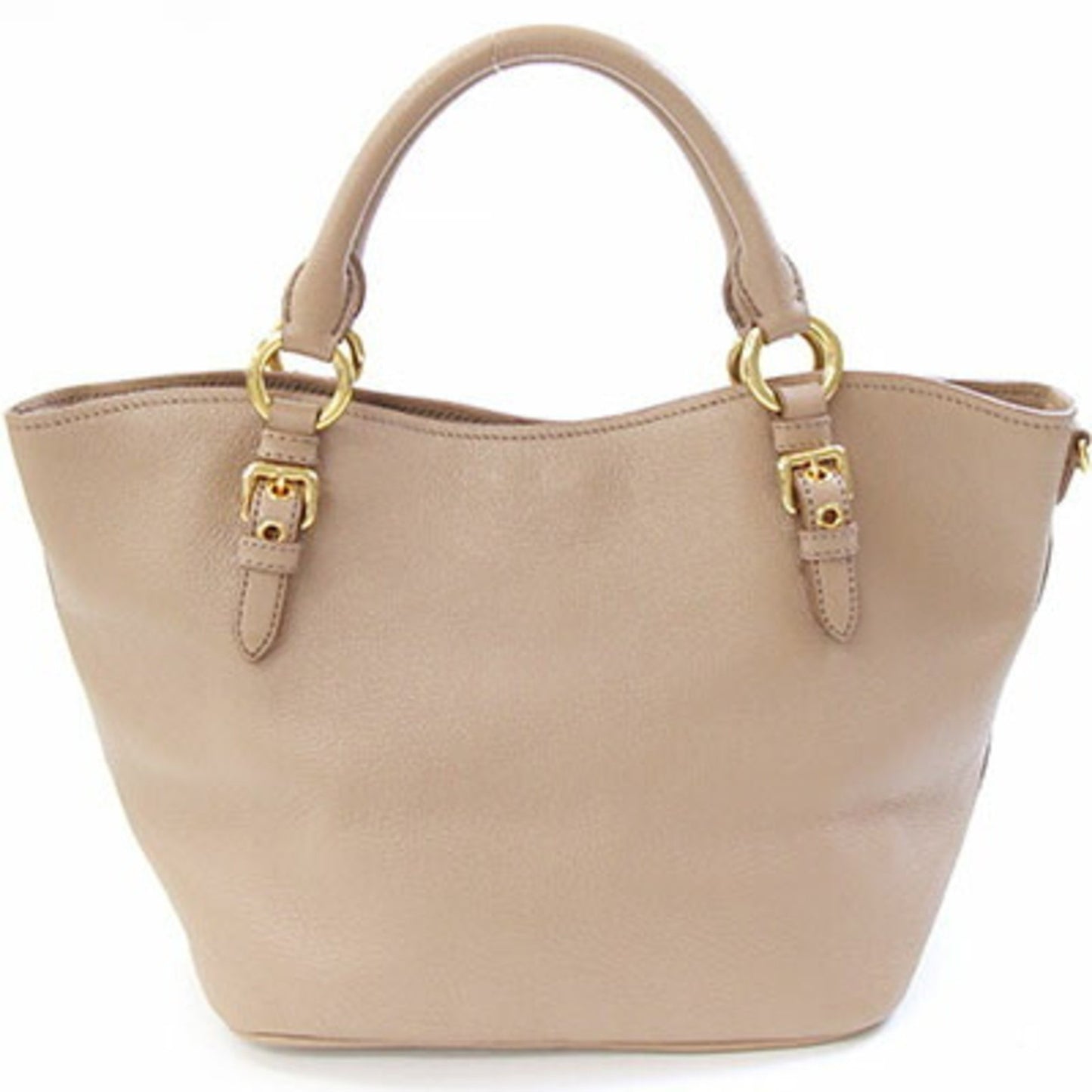 Miu Miu Miu Madras Handbag Rn0886 Dark Beige Leather Shoulder Bag