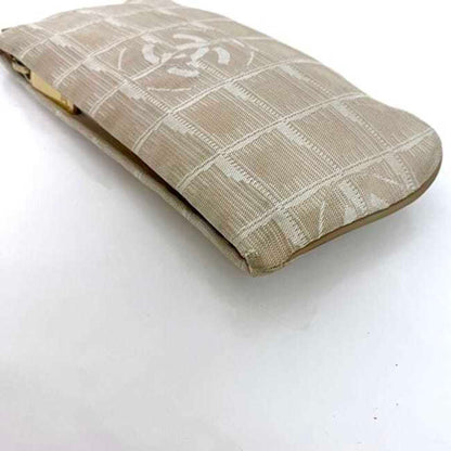 Chanel Pouch Ec-22567 Beige New Travel Line Nylon Leather 9068273 Chanel Coco Mark