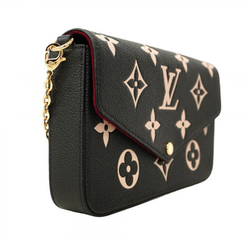Louis Vuitton Monogram Empreinte Two-Tone Pochette Felicie Shoulder Wallet M82479 Black/Beige