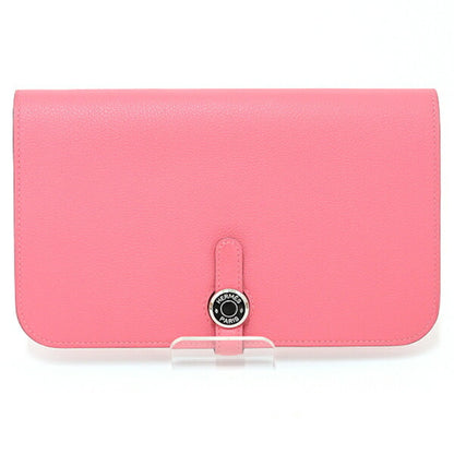 Hermes Hermes Dogon Gm Evercolor Pink Y Stamp () Duo Long Wallet F-04682