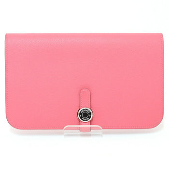 Hermes Hermes Dogon Gm Evercolor Pink Y Stamp () Duo Long Wallet F-04682