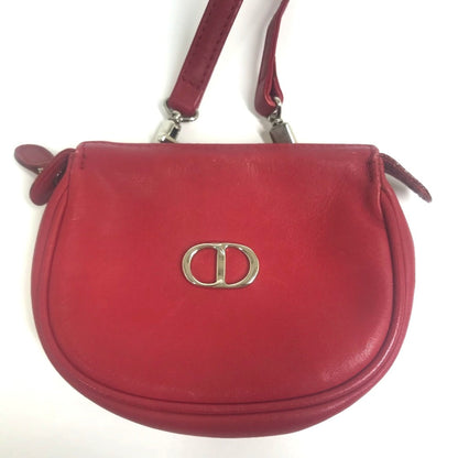 Christian Christian Dior Cdhardware Bag Crossbody Shoulder Bag Red Silverhardware