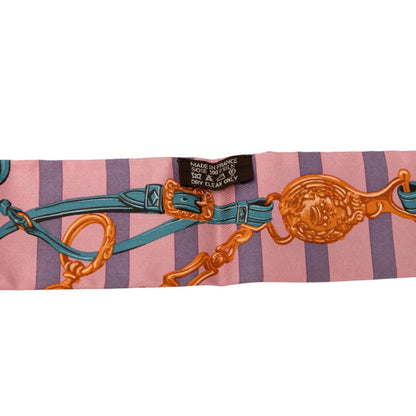 Hermes Herms Twilly Brides De Gala Ceremonial Bridle Scarf Muffler In Pink