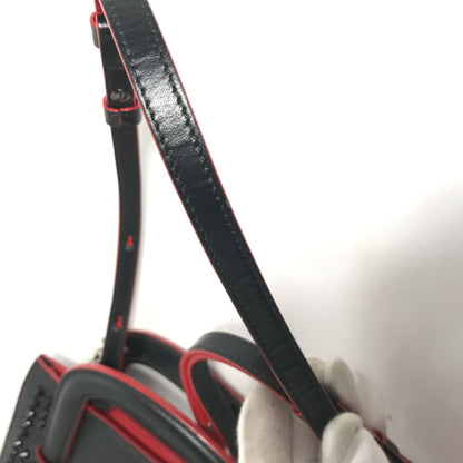 Christian Louboutin Spike Studs Clutch Bag Hand Bag Crossbody Pochette Shoulder Bag Black Red