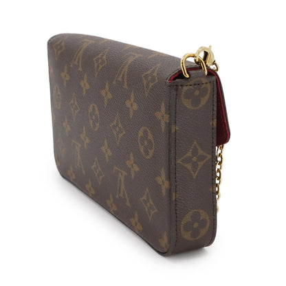 Louis Vuitton Monogram Felicie Pochette Chain Wallet In Brown Fuchsia