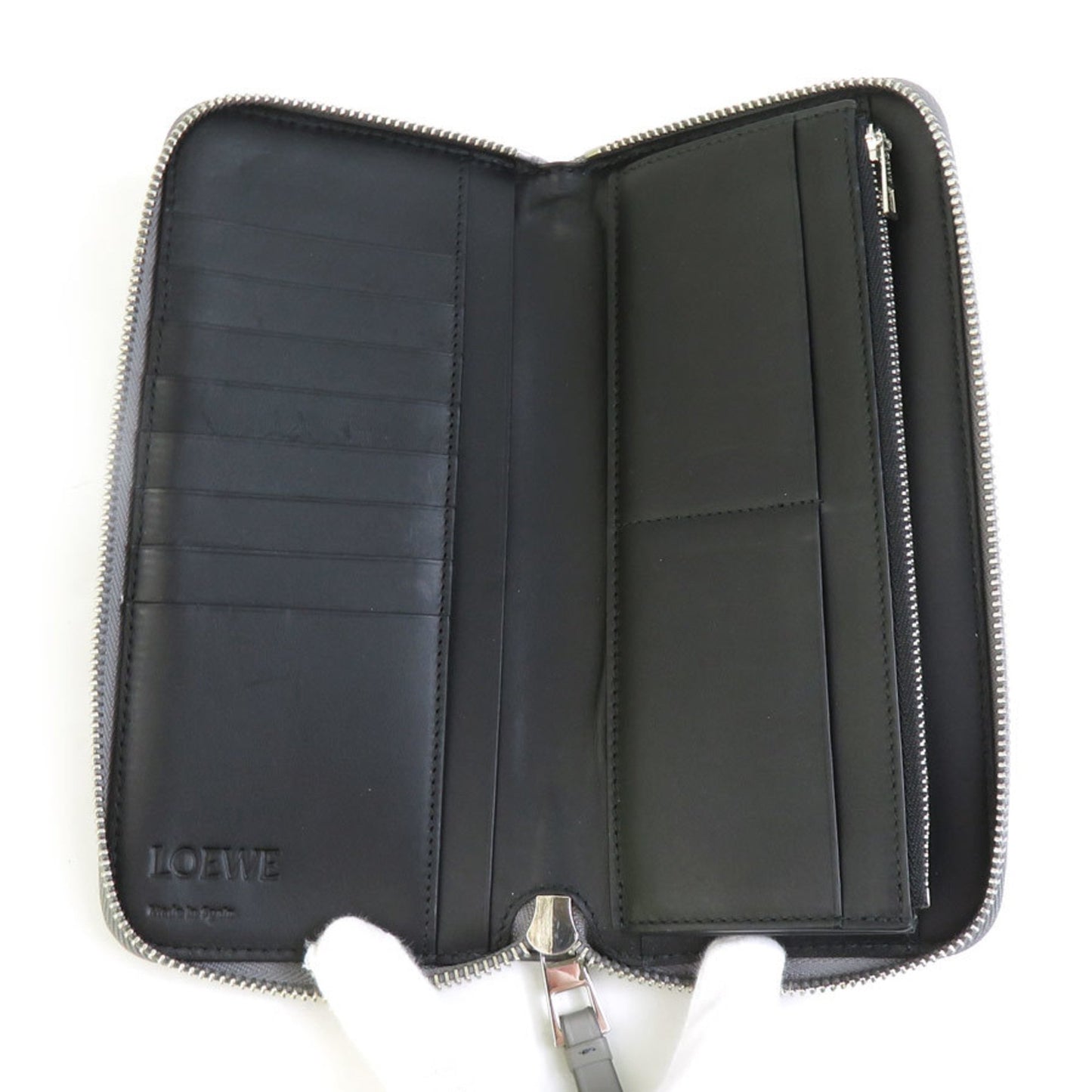 Loewe Puzzle Leather Round Long Wallet In Gray
