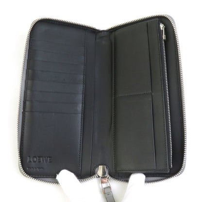 Loewe Puzzle Leather Round Long Wallet In Gray