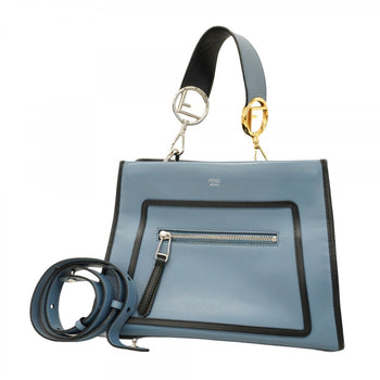 Fendi Runaway Leather Handbag In Blue And Gold
