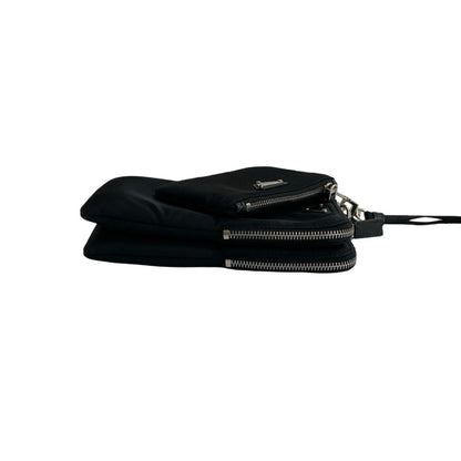 Prada Re-Nylon Triangle Logo Hardware Nylon Pouch Shoulder Bag Smartphone Case Black 20924
