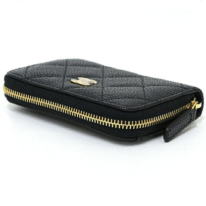 Chanel Classic Zip Coin Purse Case Grained Calfskin Ap0216 Black Unused