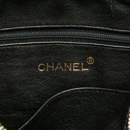 Chanel Coco Mark Bias Stitch Crossbody Shoulder Bag In Black Caviar Leather