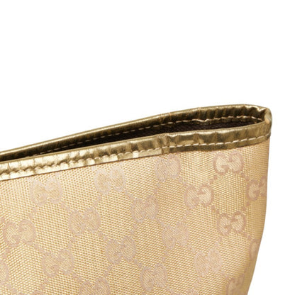 Gucci Gg Canvas Handbag Tote Bag 267474 Beige Gold Leather