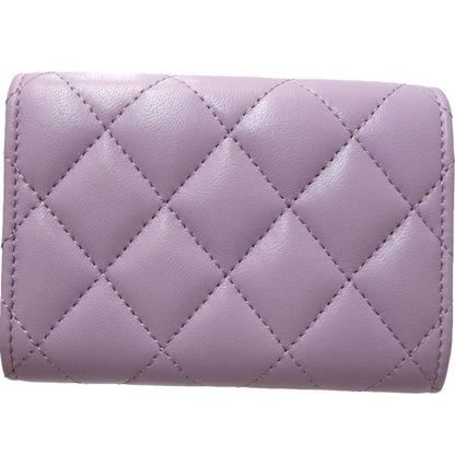 Chanel Chanel Bi-Fold Wallet Ap3808 Small Flap Cc Pearl Coco Mark Lambskin Light Purple 180546