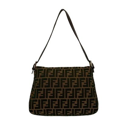 Fendi Mamma Bucket Ff Logo Print Leather Canvas Semi-Shoulder Bag/Handbag Brown 30404