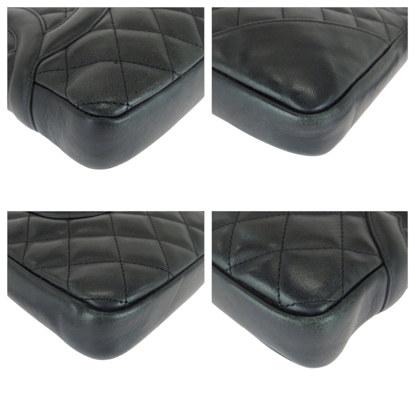 Chanel Matelasse Coco Mark Black Lambskin Shoulder Bag With Silver Hardware