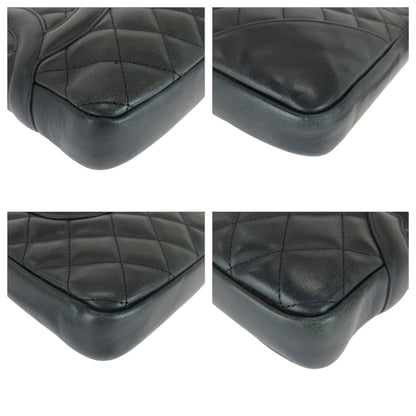 Chanel Matelasse Coco Mark Black Lambskin Shoulder Bag With Silver Hardware