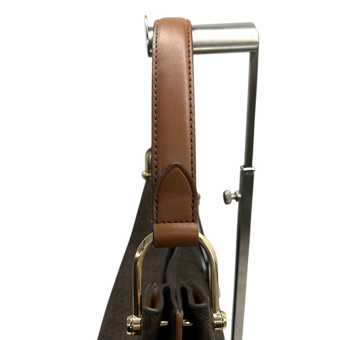 Michael Kors One-Shoulder Hobo Bag With Signature Mk Logo Charm In Brown Leather