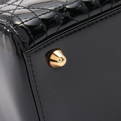 Christian Dior Dior Lady Large Cannage Handbag Patent Leather