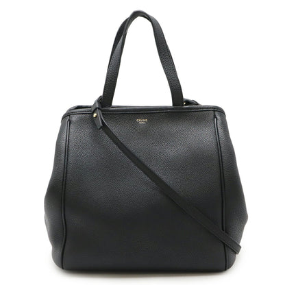 Celine Small Fold Cabas Tote Bag Shoulder Leather Black 194073
