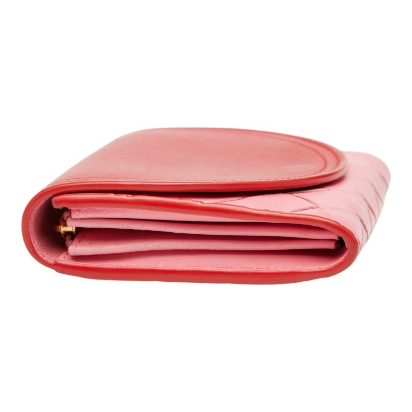 Bottega Veneta Intrecciato Bi-Fold Wallet 577841 Red Pink Leather